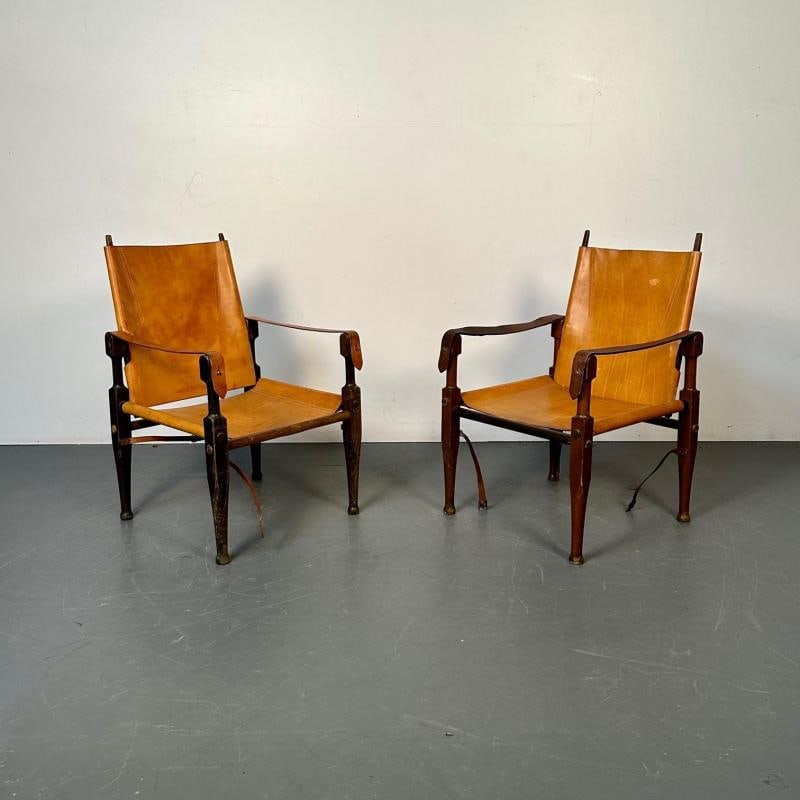Pair of Kaare Klint Danish Mid-Century Modern Safari Lounge Chairs, Rasmussen - 3