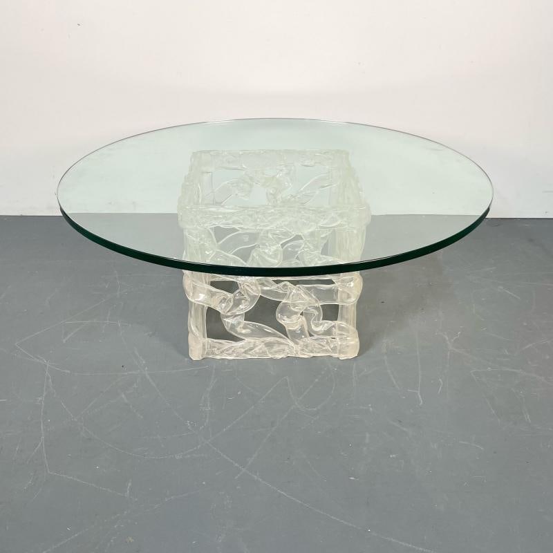 Art Deco Lalique Style Glass Top Coffee or End Table. - 5