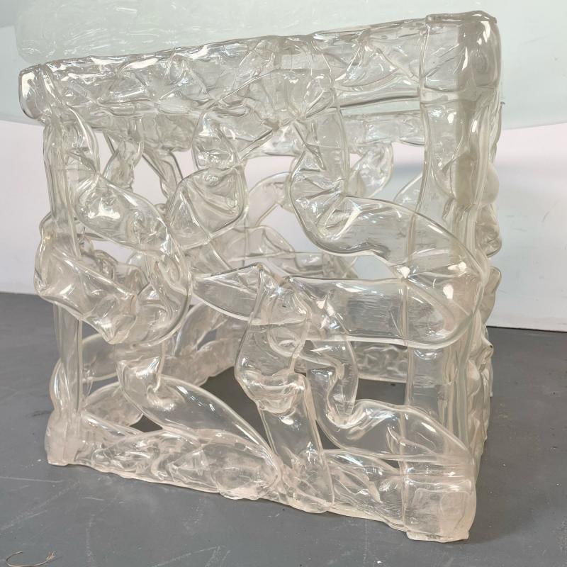 Art Deco Lalique Style Glass Top Coffee or End Table. - 7