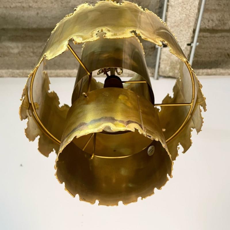 Mid-Century Modern Brutalist Chandelier / Pendant by Tom Greene, Patinated Brass - 7