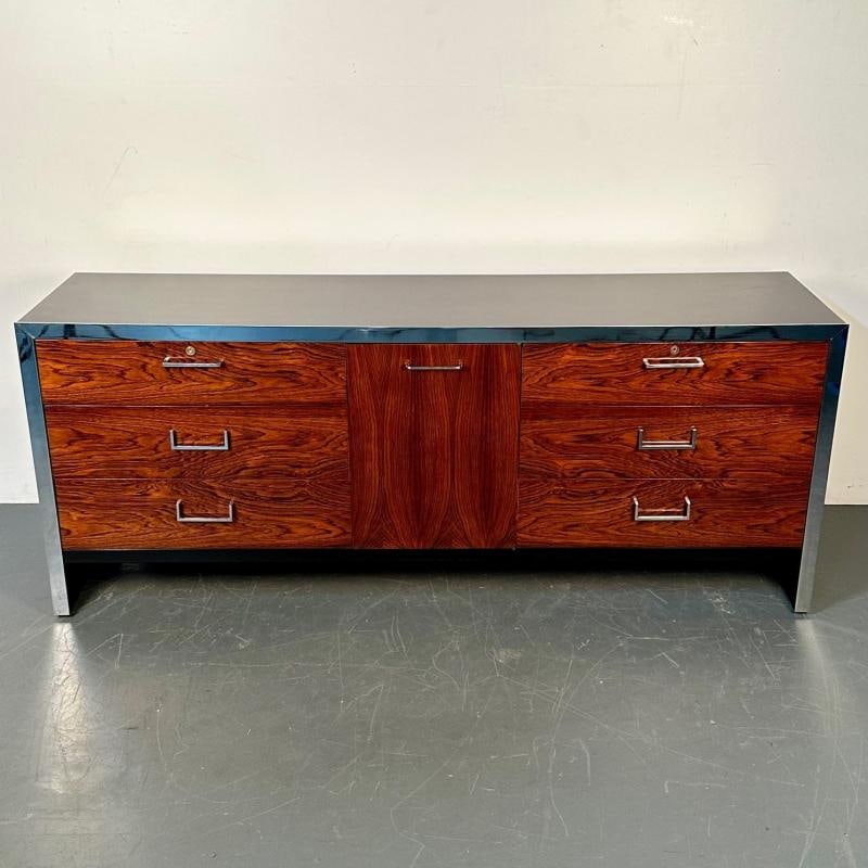 Mid-Century Modern Milo Baughman Rosewood Dresser for John Stuart, Chrome Accent - 4