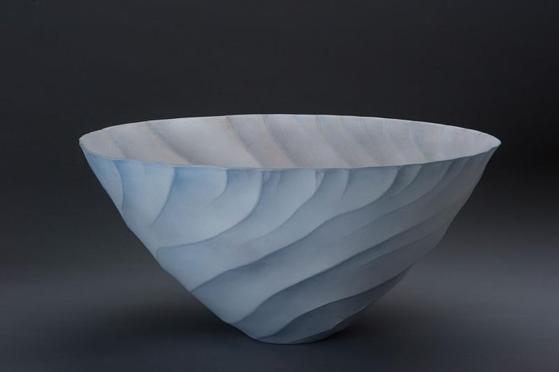Contemporary Porcelain Bowl / Vessel by Ceramic Artist, Paula Murray, Light Blue - 3