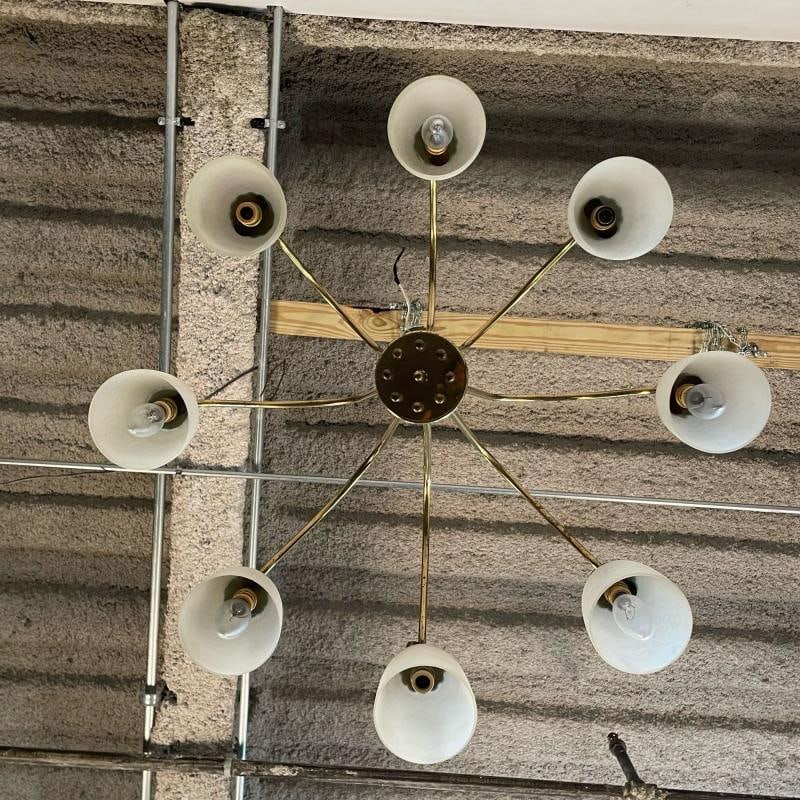 Angelo Lelli, Arredoluce, Italian Mid-Century Modern, Chandelier, Brass, 1960s - 11