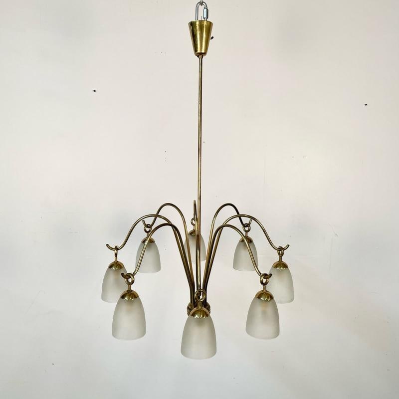 Angelo Lelli, Arredoluce, Italian Mid-Century Modern, Chandelier, Brass, 1960s - 2