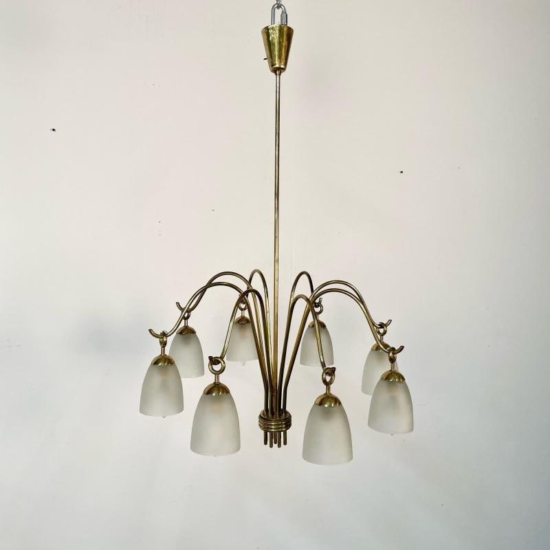 Angelo Lelli, Arredoluce, Italian Mid-Century Modern, Chandelier, Brass, 1960s - 3