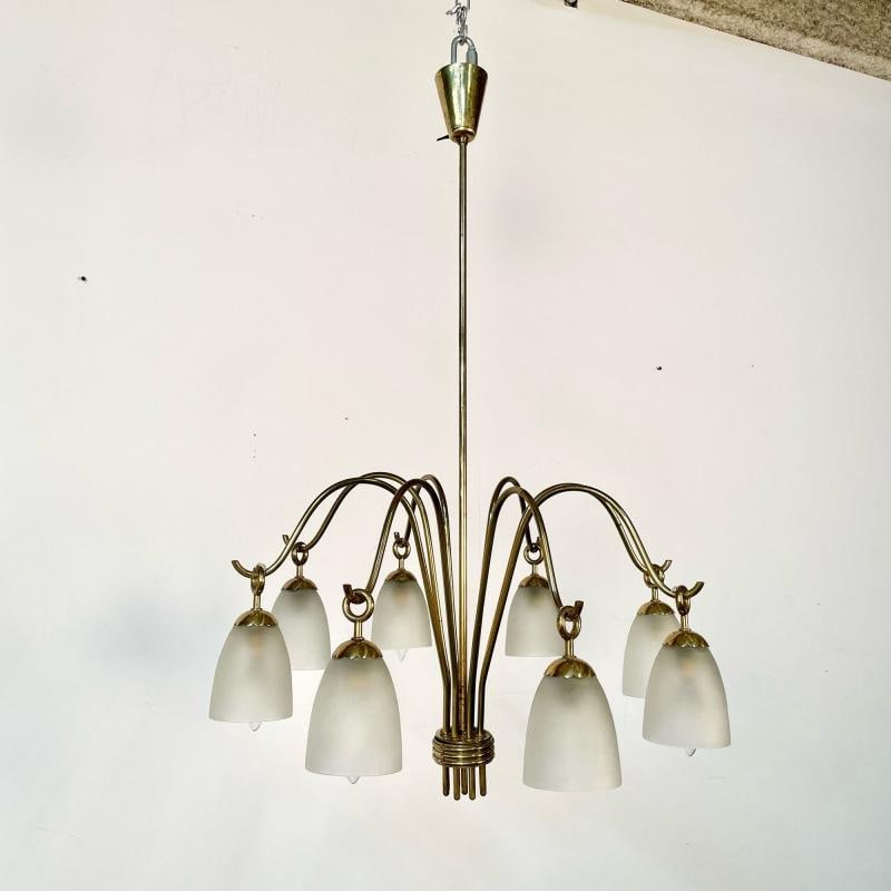 Angelo Lelli, Arredoluce, Italian Mid-Century Modern, Chandelier, Brass, 1960s - 4