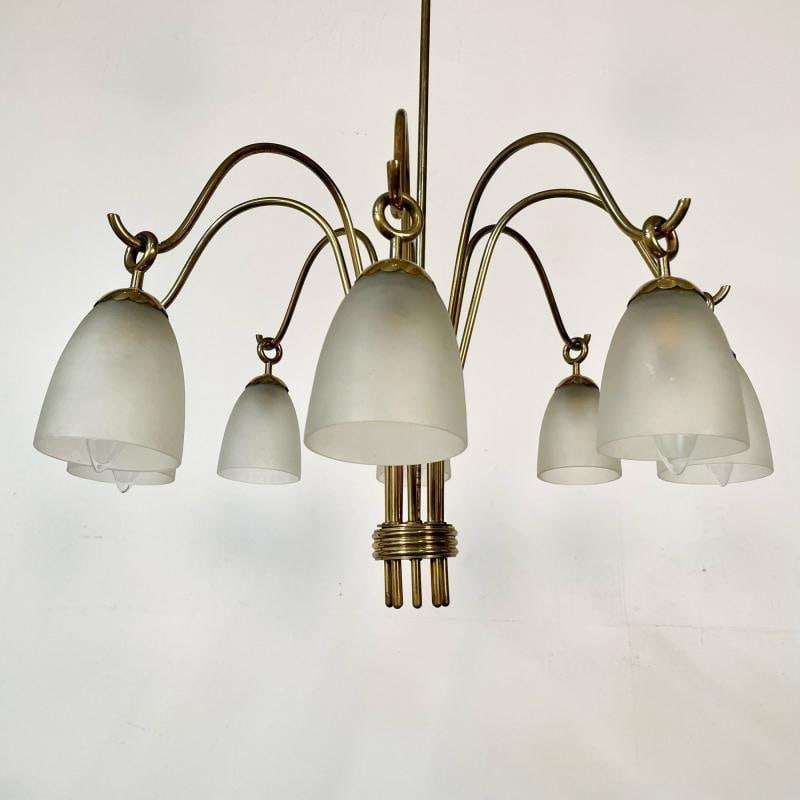 Angelo Lelli, Arredoluce, Italian Mid-Century Modern, Chandelier, Brass, 1960s - 6