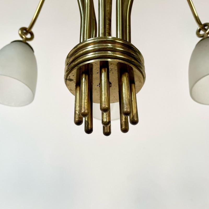 Angelo Lelli, Arredoluce, Italian Mid-Century Modern, Chandelier, Brass, 1960s - 7