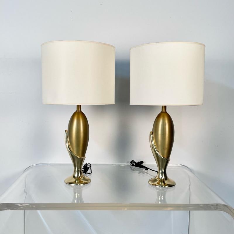 Pair of French Mid-Century Modern Sculptural Bronze Table / Desk Lamps - 4