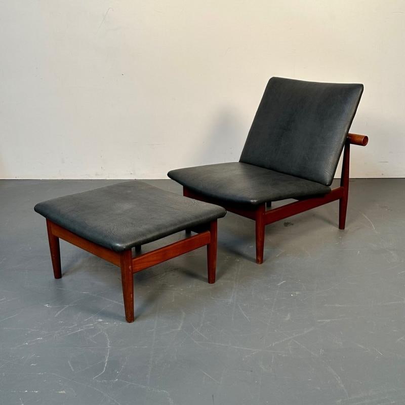 Finn Juhl Danish Mid-Century Modern Japan Lounge Chair and Ottoman, Daverkosen - 8