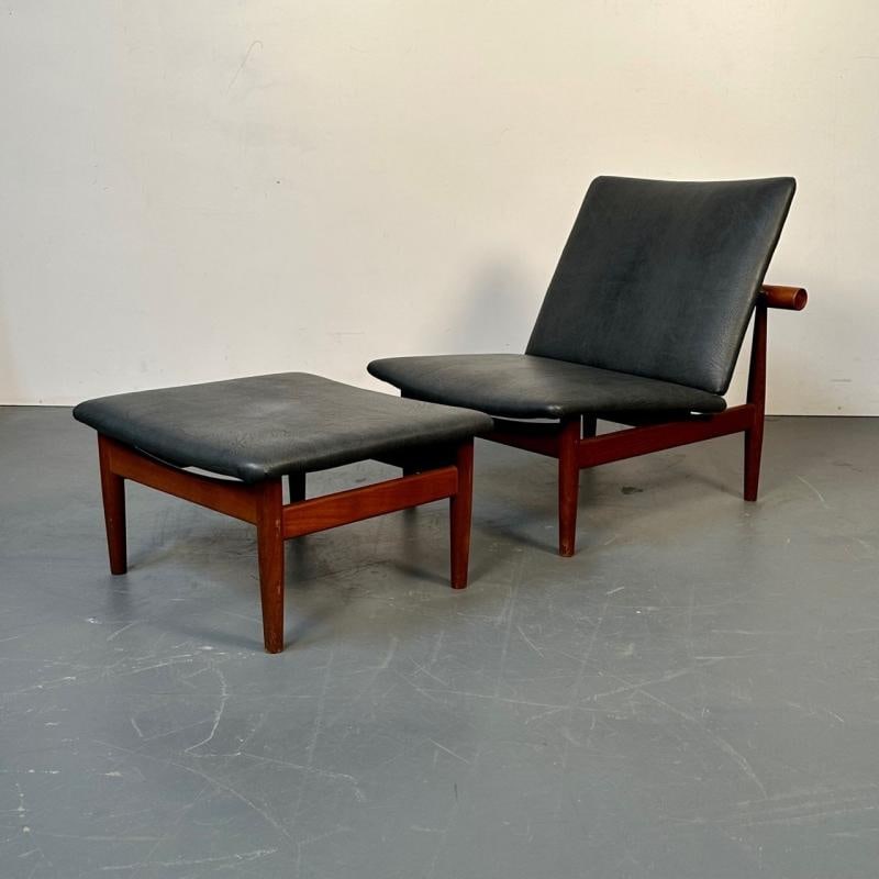 Finn Juhl Danish Mid-Century Modern Japan Lounge Chair and Ottoman, Daverkosen - 9