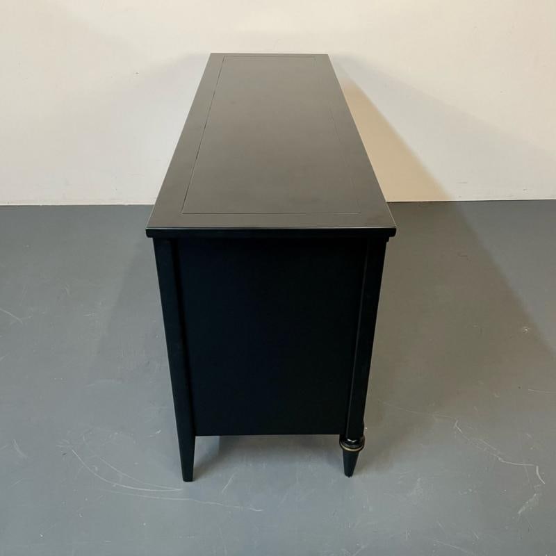 Louis XVI Black Matte Painted Dresser / Cabinet, Refinished, Brass Pulls - 7
