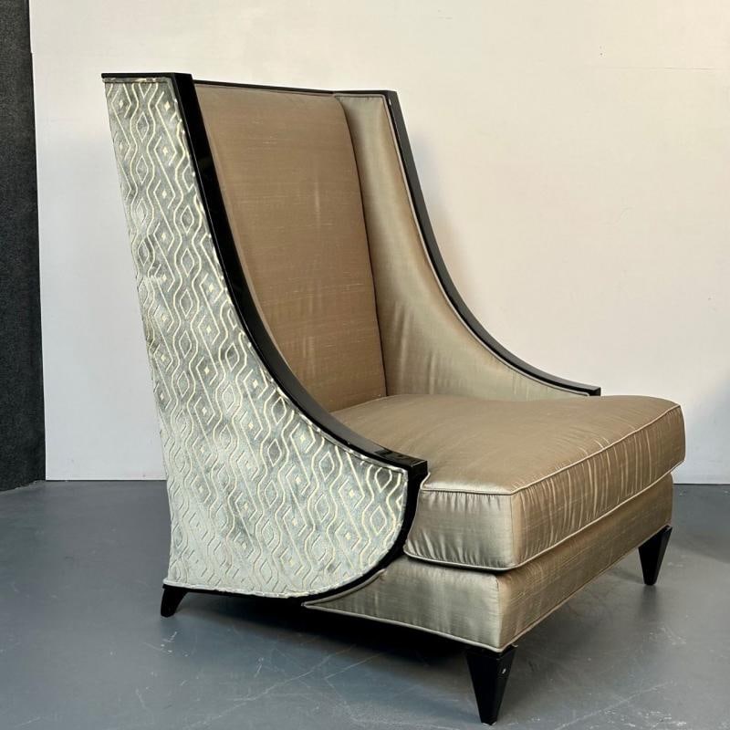 Mid-Century Modern Style Christopher Guy Square Wingback / Lounge Chair, Silk - 10