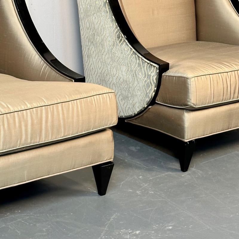 Mid-Century Modern Style Christopher Guy Square Wingback / Lounge Chair, Silk - 12