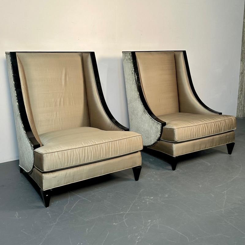 Mid-Century Modern Style Christopher Guy Square Wingback / Lounge Chair, Silk - 7