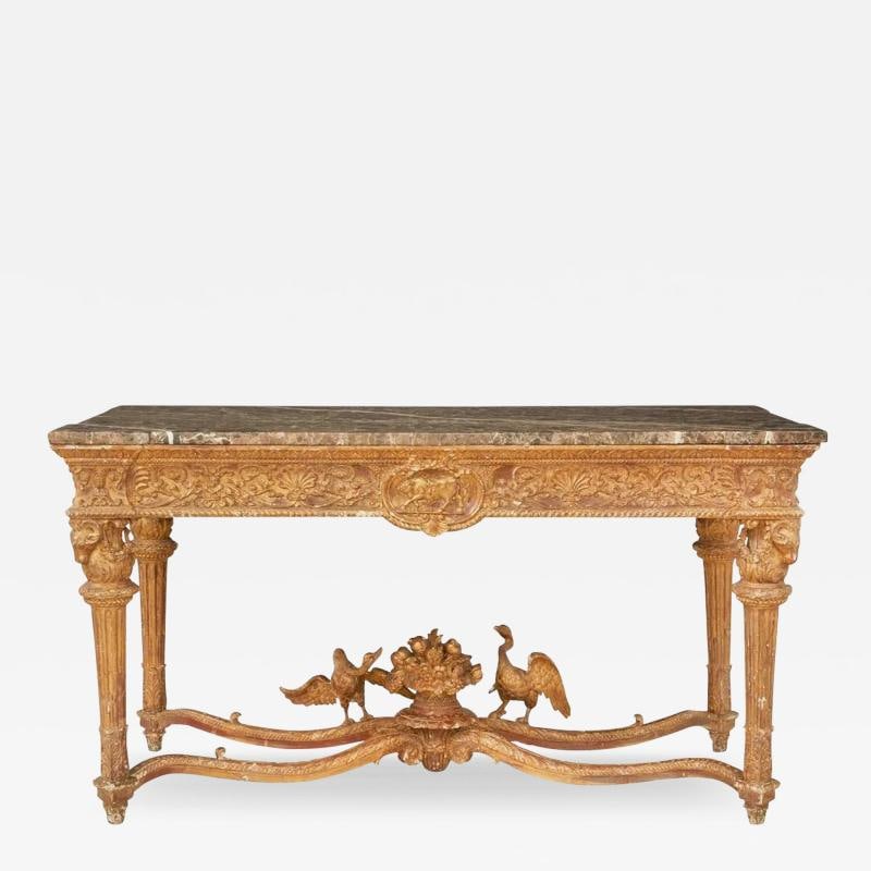 Italian Louis XVI Style Giltwood Console / Center Table, Hand Carved, Figural (1 of 12)