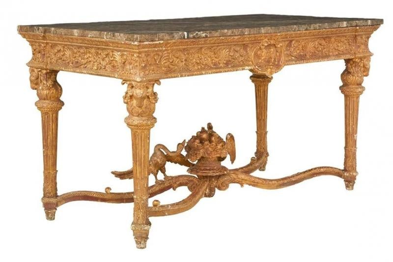 Italian Louis XVI Style Giltwood Console / Center Table, Hand Carved, Figural - 2
