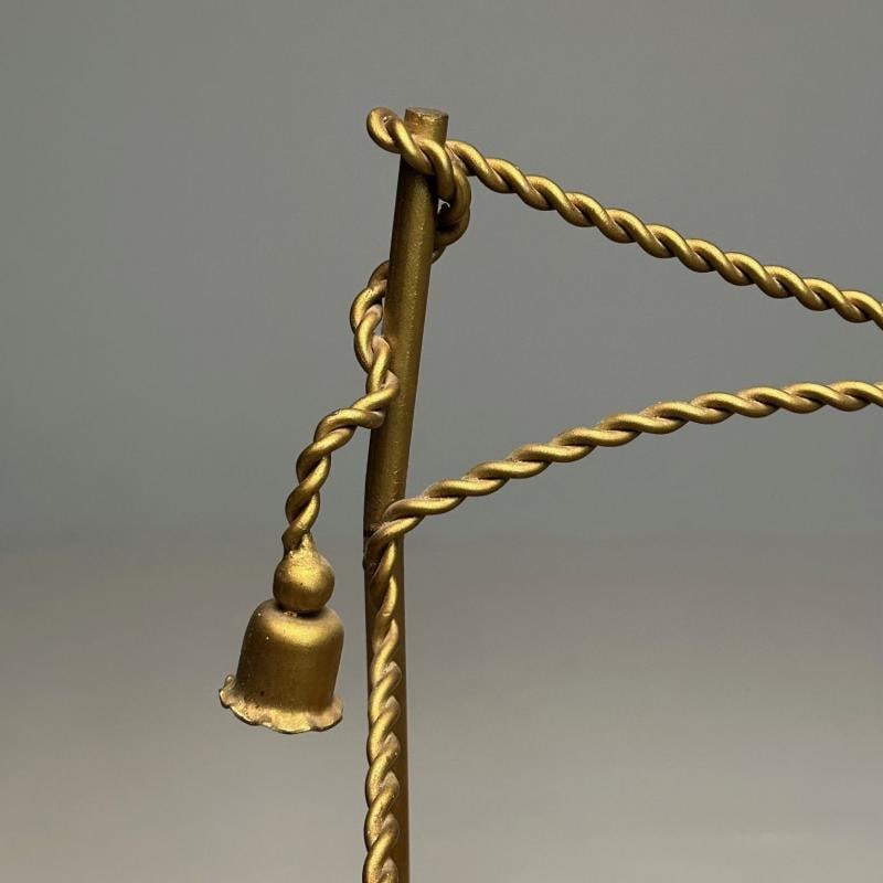 Hollywood Regency Gilt Bronze Magazine Rack, Rope an Tassel Form - 10