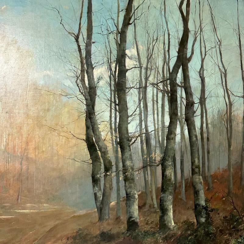 Monumental Oil Canvas, Georges Henri Fauvel, Hunting Dogs with Master, 19th Cent - 12