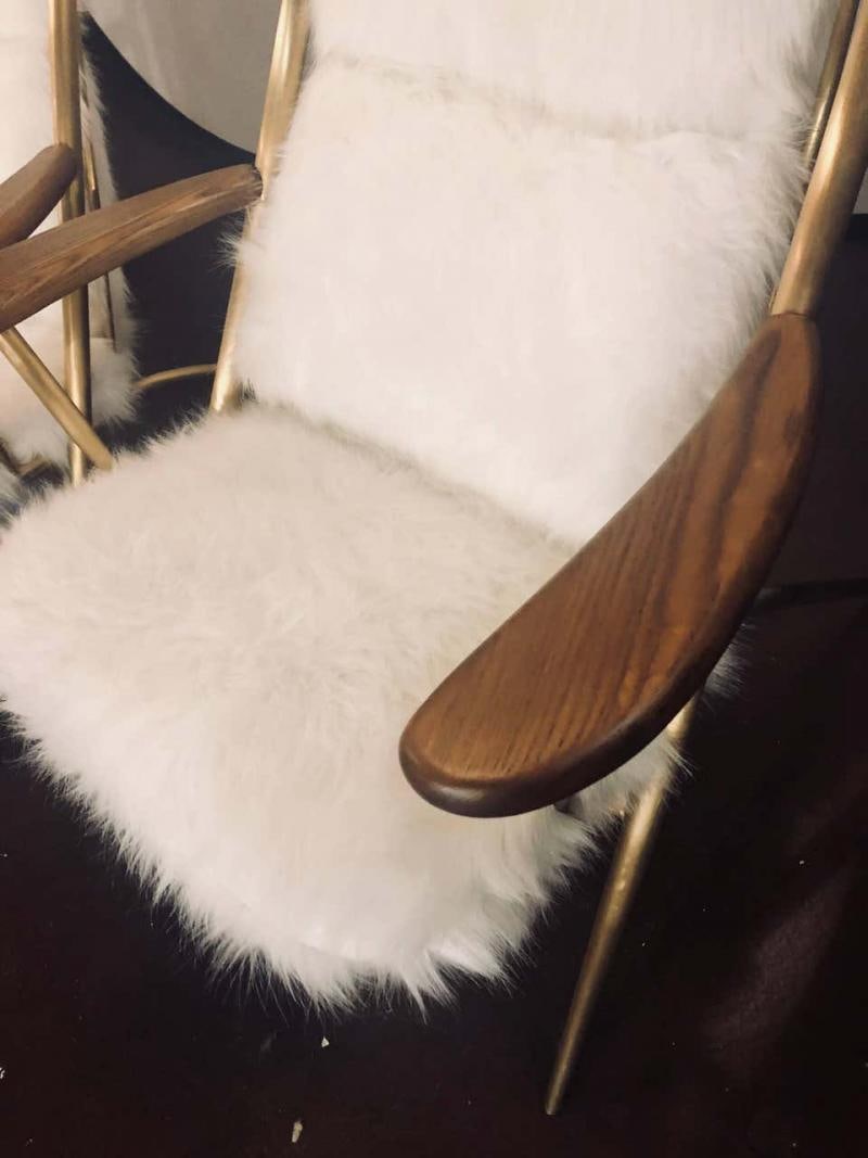 Pair of Hollywood Regency Style Fur Lounge or Chaise Chairs and Ottomans - 4