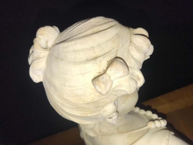 Signed 19th Century Marble Miniature Bust of a Young Girl Signed on Reverse - 5