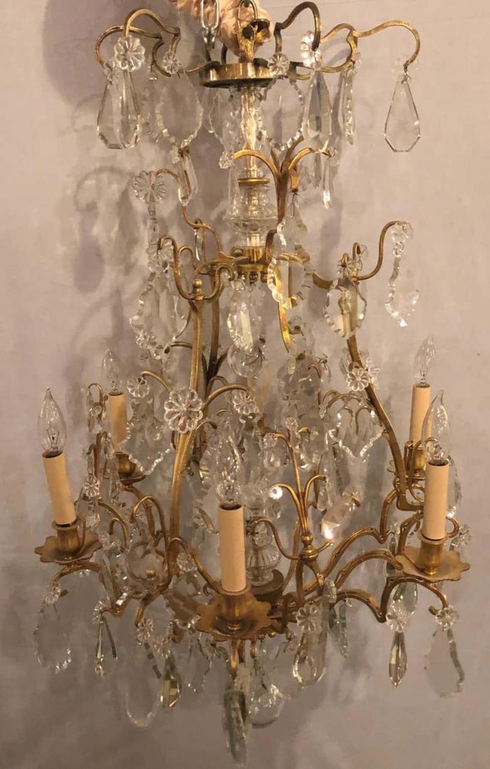 Fine Six-Light Cut Crystal and Brass Chandelier Newly Wired - 3