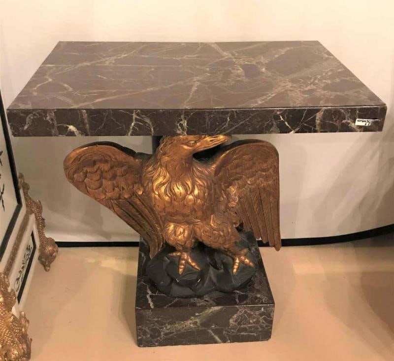 Large Gilded Eagle Marble-Top Console or Pedestal - 2