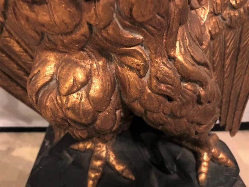 Large Gilded Eagle Marble-Top Console or Pedestal - 4