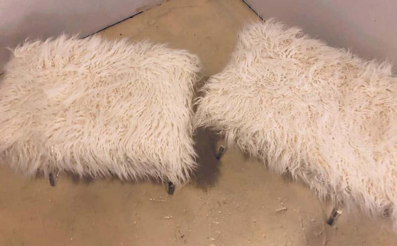 Pair of Hollywood Regency Style Lucite X Form Base Benches - 2