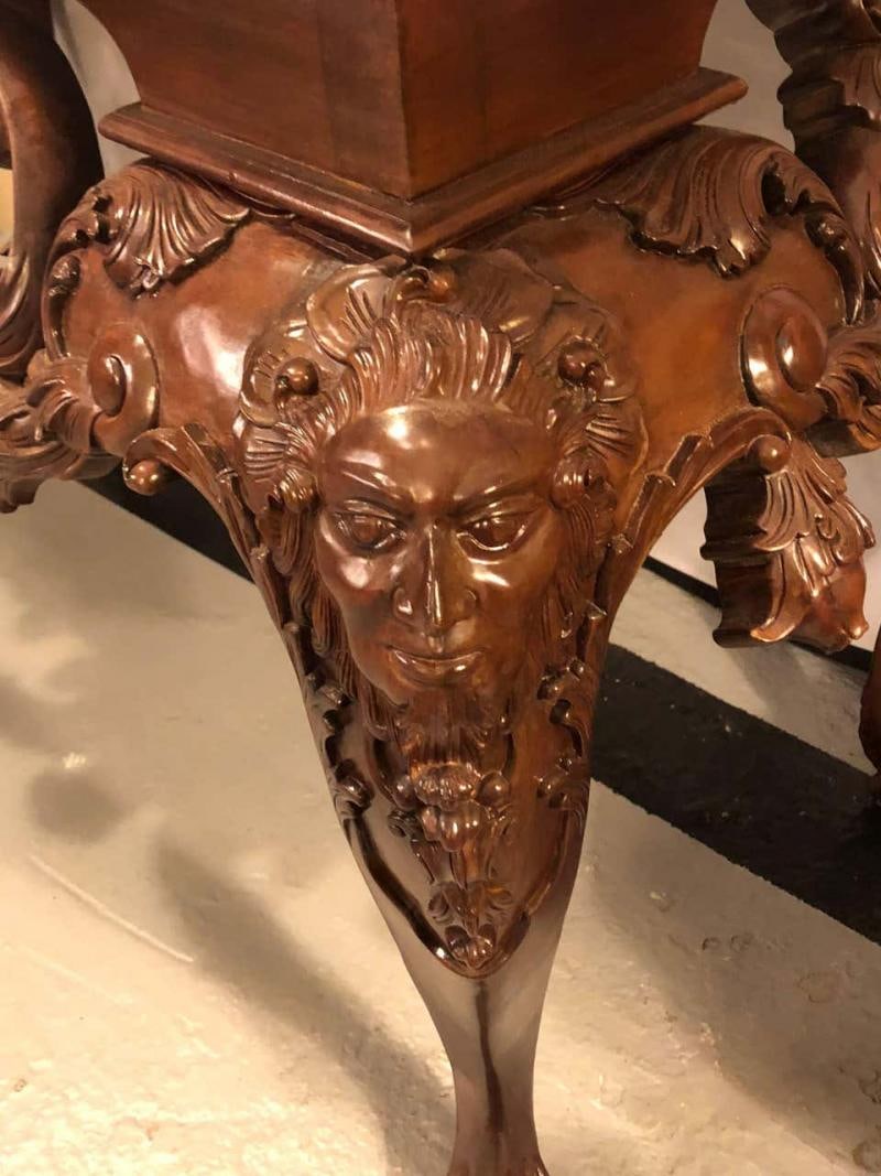 Custom Carved Console Table with Claw Feet and Carved Heads, circa 1940s - 10