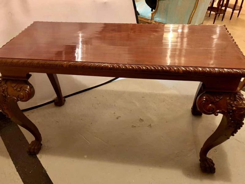 Custom Carved Console Table with Claw Feet and Carved Heads, circa 1940s - 8