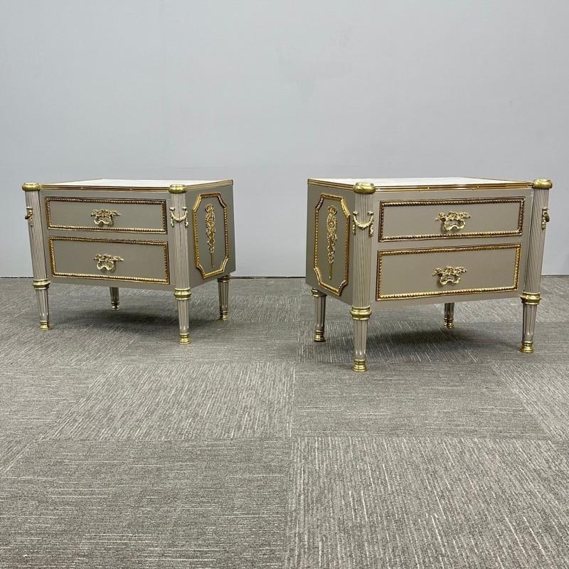 John Vesey Style, Hollywood Regency, Nightstands, Steel, Bronze, Marble, 2023 - 3