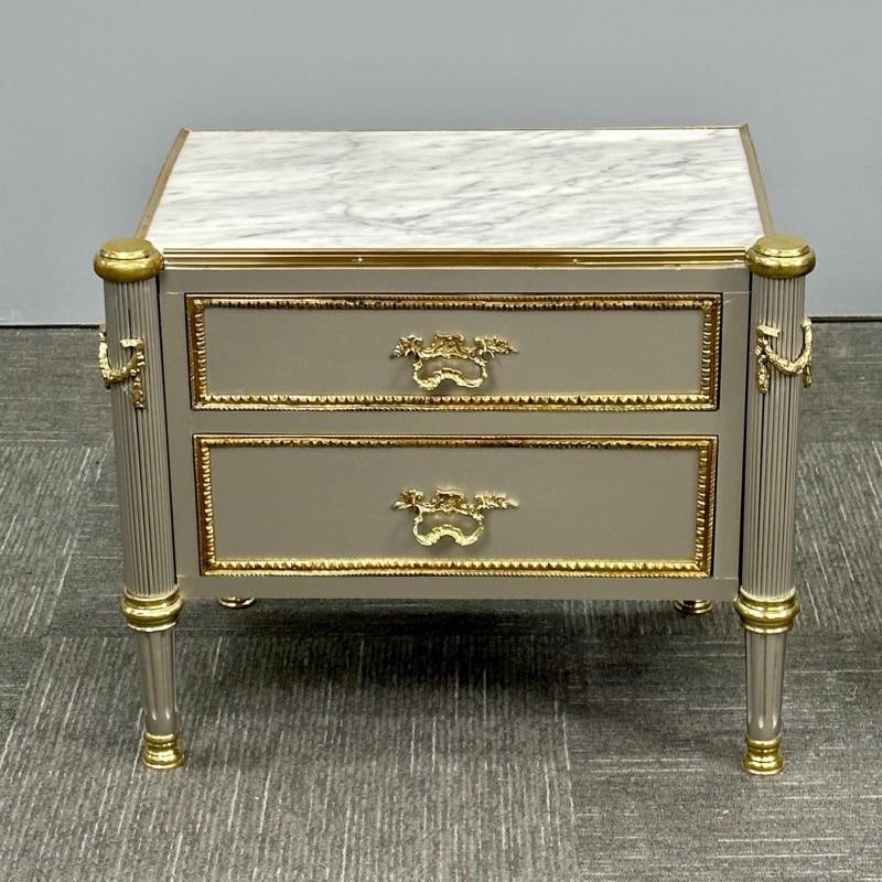 John Vesey Style, Hollywood Regency, Nightstands, Steel, Bronze, Marble, 2023 - 5