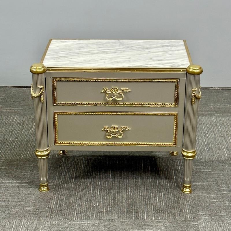 John Vesey Style, Hollywood Regency, Nightstands, Steel, Bronze, Marble, 2023 - 6