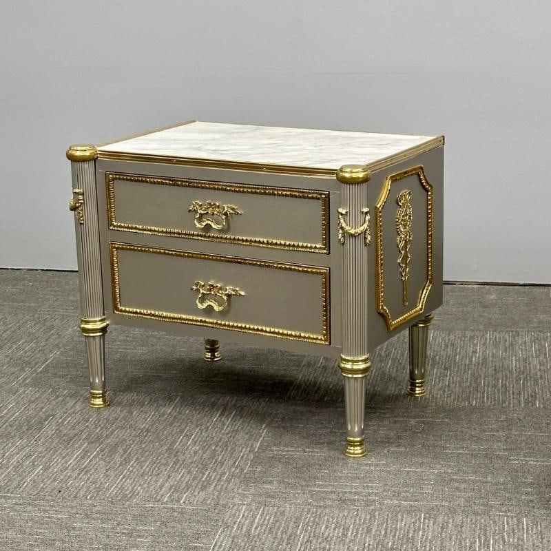 John Vesey Style, Hollywood Regency, Nightstands, Steel, Bronze, Marble, 2023 - 7