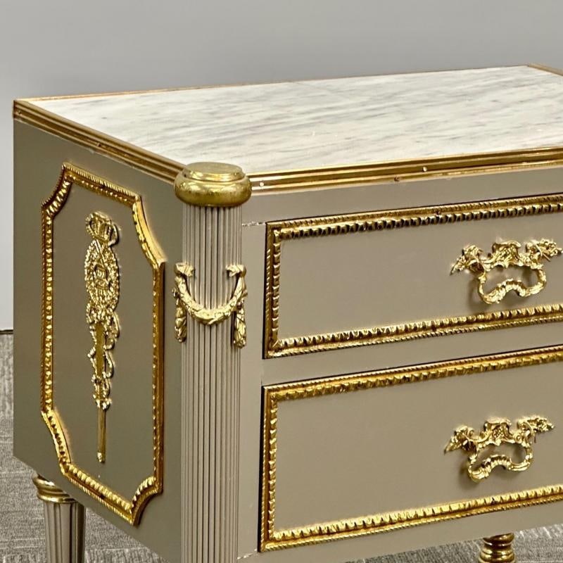 John Vesey Style, Hollywood Regency, Nightstands, Steel, Bronze, Marble, 2023 - 9