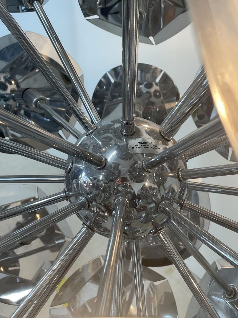 Large Italian Mid-Century Modern Sputnik Style Flower Chandelier, Round, Chrome - 5