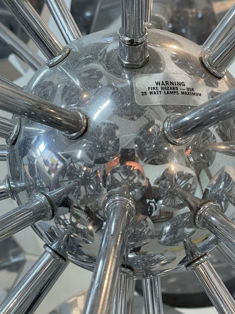 Large Italian Mid-Century Modern Sputnik Style Flower Chandelier, Round, Chrome - 6