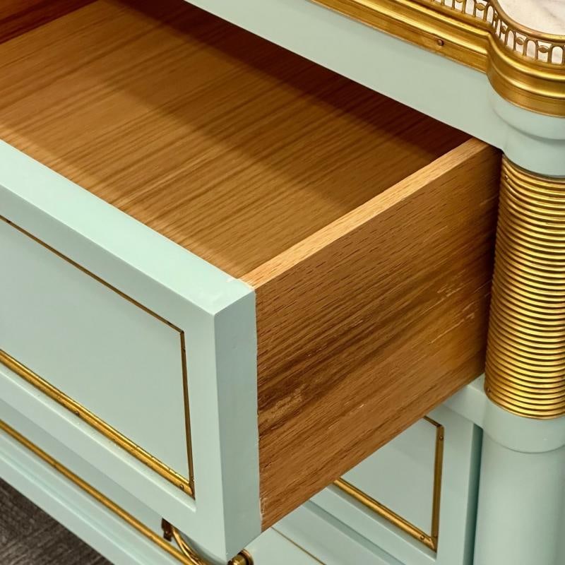 Louis XVI Hollywood Regency Jansen Style Mint Green Commodes / Nightstands - 12