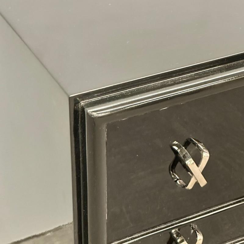Pair Mid-Century Modern Commodes / Nightstands, Paul Frankl Style, Ebony Lacquer - 11