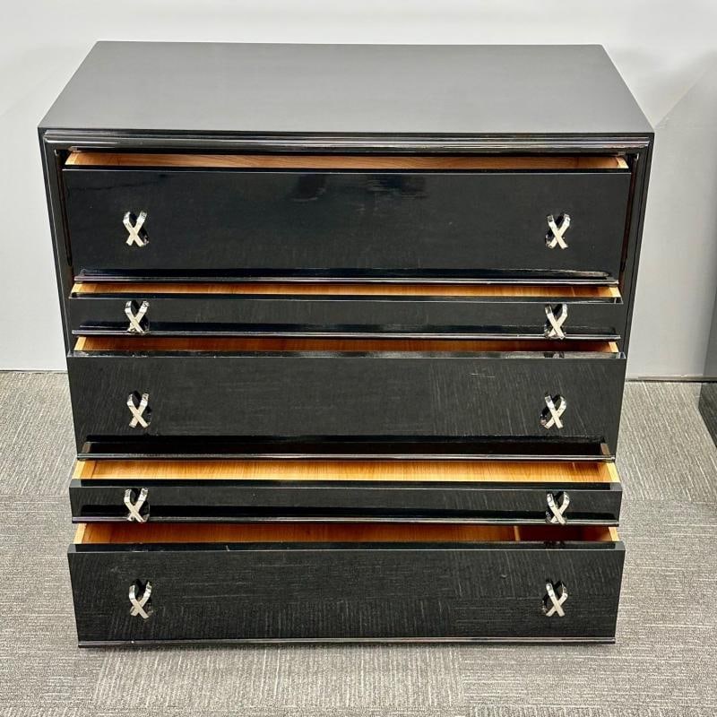 Pair Mid-Century Modern Commodes / Nightstands, Paul Frankl Style, Ebony Lacquer - 8