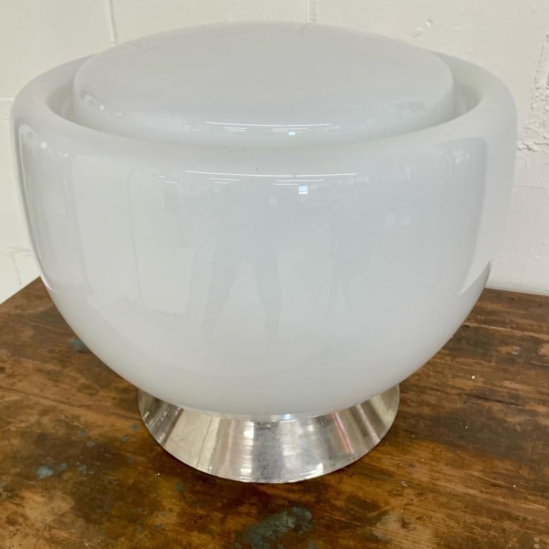 Large Mid-Century Modern Handblown Glass and Chrome Table / Desk Lamp, Italian - 6