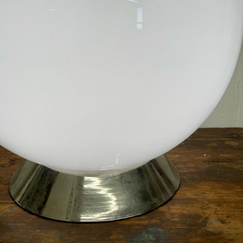 Large Mid-Century Modern Handblown Glass and Chrome Table / Desk Lamp, Italian - 8
