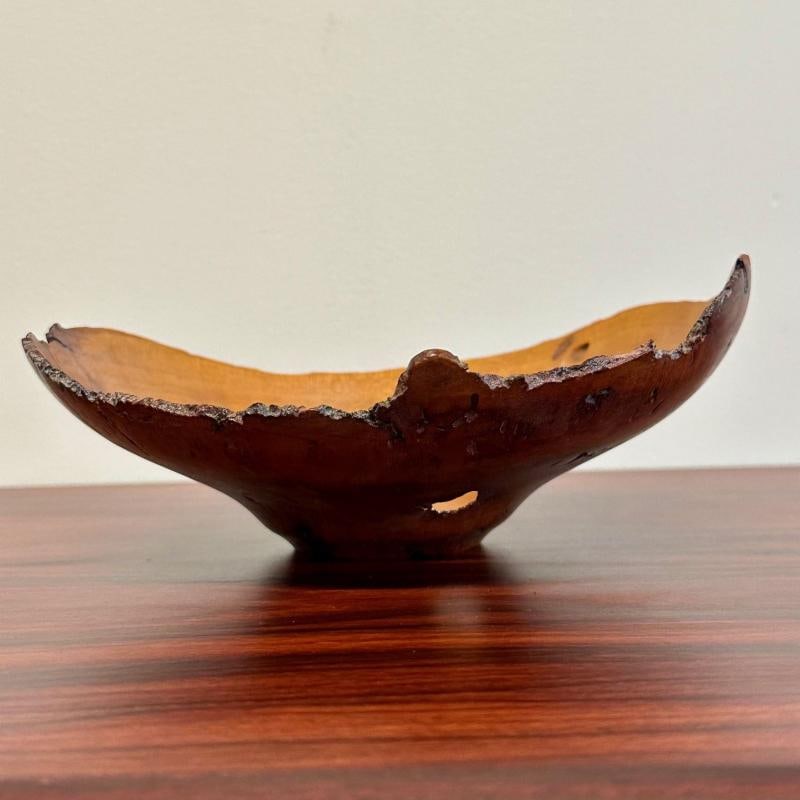 Mid-Century Modern Artisan Studio Made Bowl / Vessel, Cherry Burl, Signed - 2