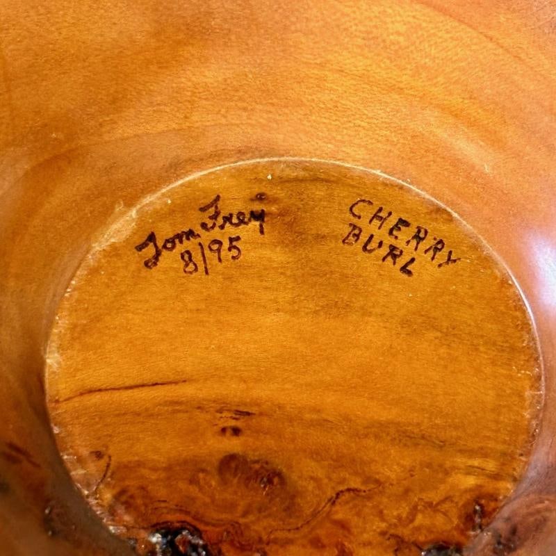 Mid-Century Modern Artisan Studio Made Bowl / Vessel, Cherry Burl, Signed - 8