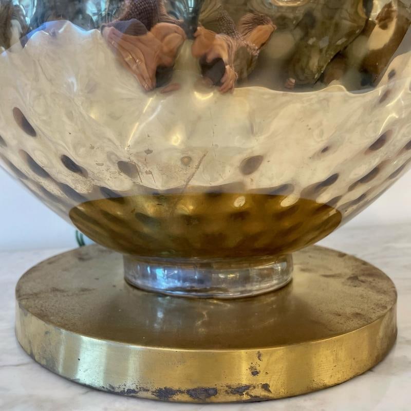 Single Large Mid-Century Modern Table Lamp, Mercury Glass, Brass, Jar, Urn Shape - 12