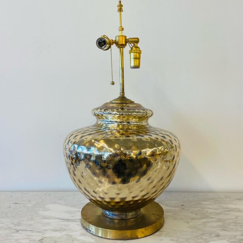 Single Large Mid-Century Modern Table Lamp, Mercury Glass, Brass, Jar, Urn Shape - 2