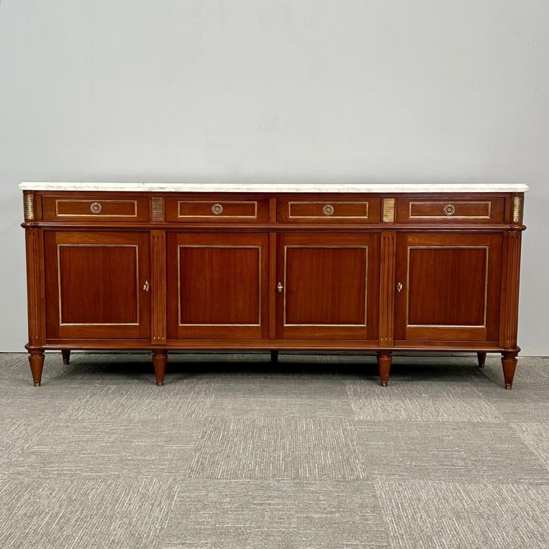 Louis XVI Hollywood Regency Style Bronze Mounted Mahogany Sideboard / Credenza - 2