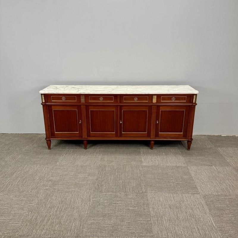 Louis XVI Hollywood Regency Style Bronze Mounted Mahogany Sideboard / Credenza - 3