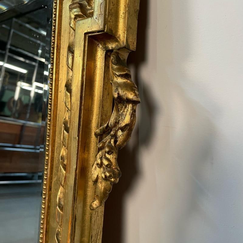 Louis XVI Style Gilt Wood Pier, Console, Wall Mirror, Beveled - 10